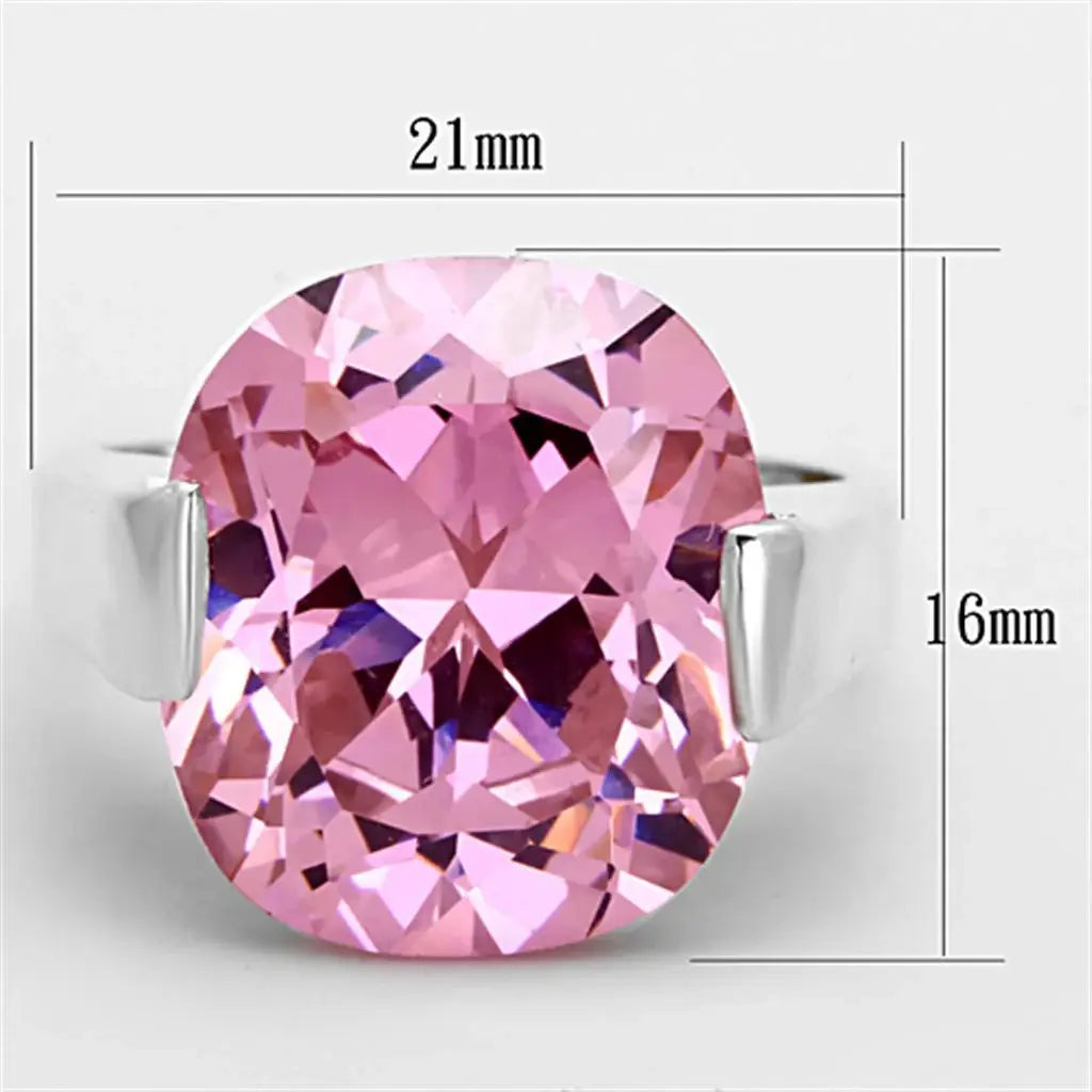 LOS686 - Silver 925 Sterling Silver Ring with AAA Grade CZ in Rose - Alamode - Flyclothing LLC