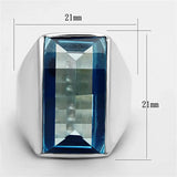 LOS691 - Silver 925 Sterling Silver Ring with Synthetic Spinel in Sea Blue - Alamode - Flyclothing LLC