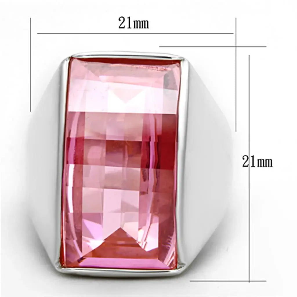 LOS695 - Silver 925 Sterling Silver Ring with AAA Grade CZ in Rose - Alamode - Flyclothing LLC