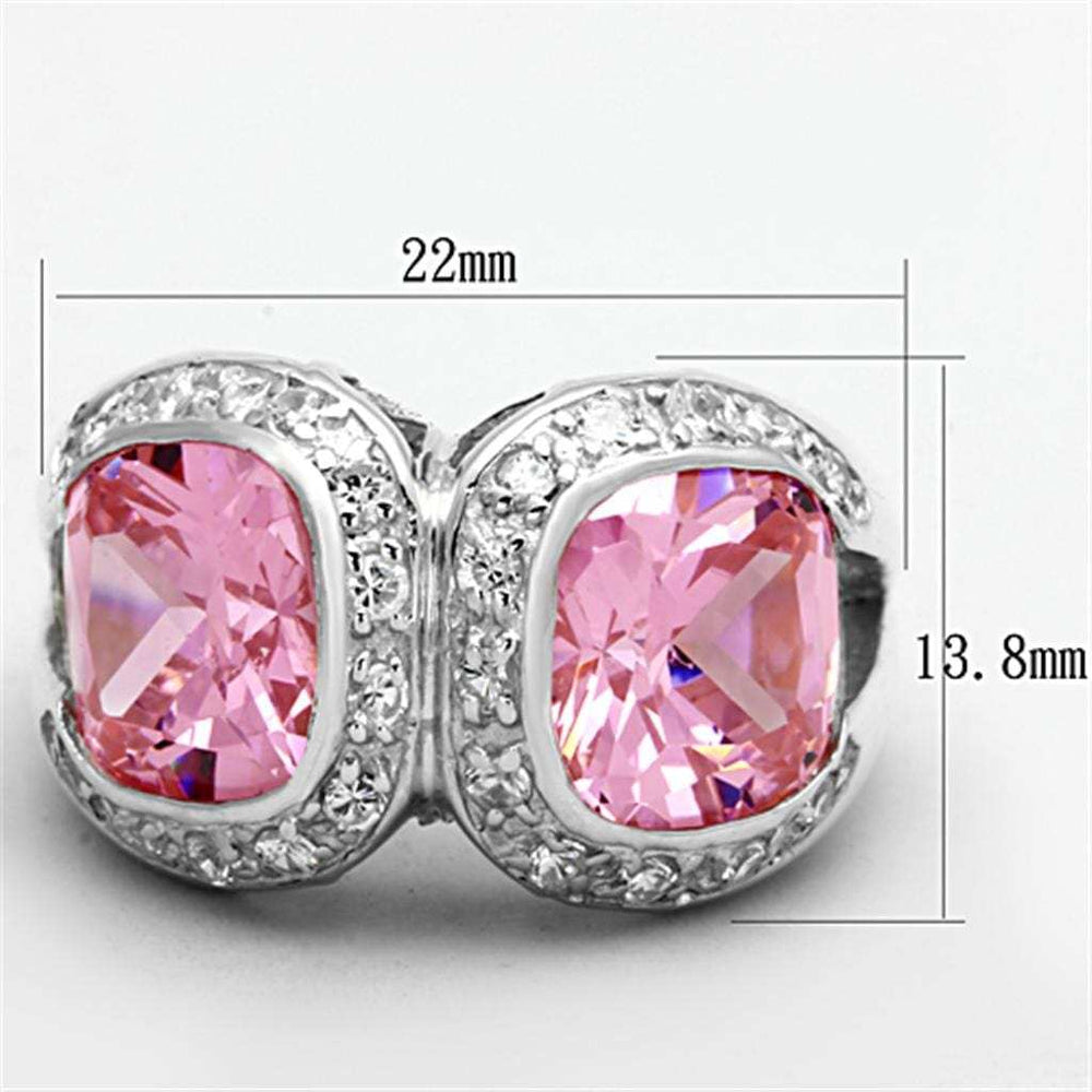 LOS697 - Silver 925 Sterling Silver Ring with AAA Grade CZ in Rose - Alamode - Flyclothing LLC