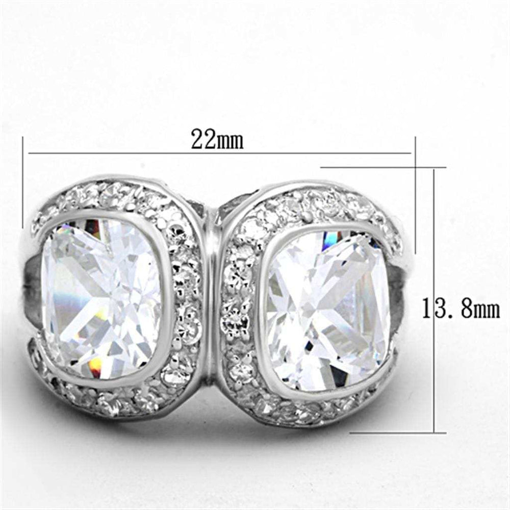 LOS698 - Silver 925 Sterling Silver Ring with AAA Grade CZ in Clear - Alamode - Flyclothing LLC