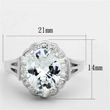 LOS701 - Silver 925 Sterling Silver Ring with AAA Grade CZ in Clear - Alamode - Flyclothing LLC