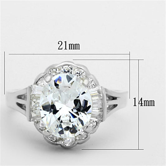 LOS701 - Silver 925 Sterling Silver Ring with AAA Grade CZ  in Clear