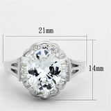 LOS701 - Silver 925 Sterling Silver Ring with AAA Grade CZ  in Clear - Alamode