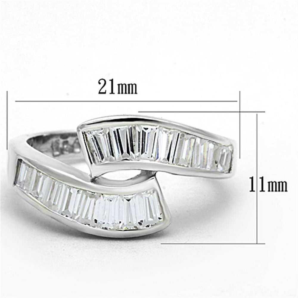 LOS705 - Silver 925 Sterling Silver Ring with AAA Grade CZ in Clear - Alamode - Flyclothing LLC