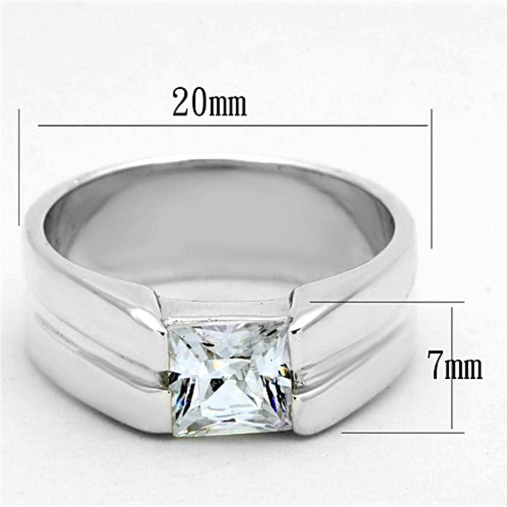 LOS708 - Silver 925 Sterling Silver Ring with AAA Grade CZ in Clear - Alamode - Flyclothing LLC