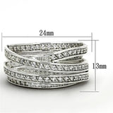 LOS716 - Silver 925 Sterling Silver Ring with AAA Grade CZ in Clear - Alamode - Flyclothing LLC