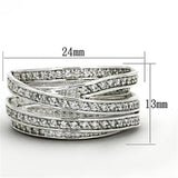 LOS716 - Silver 925 Sterling Silver Ring with AAA Grade CZ  in Clear - Alamode