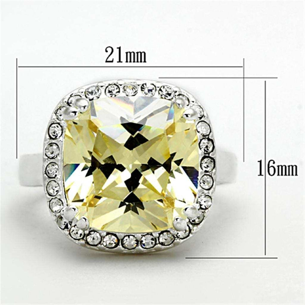 LOS718 - Silver 925 Sterling Silver Ring with AAA Grade CZ in Citrine Yellow - Alamode - Flyclothing LLC
