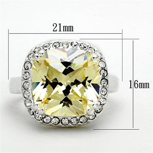 LOS718 - Silver 925 Sterling Silver Ring with AAA Grade CZ  in Citrine Yellow