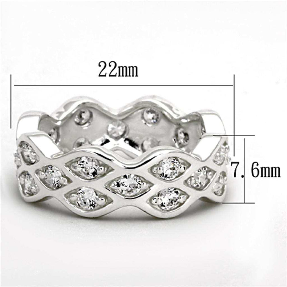 LOS727 - Rhodium 925 Sterling Silver Ring with AAA Grade CZ in Clear - Alamode - Flyclothing LLC