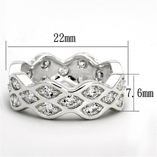 LOS727 - Rhodium 925 Sterling Silver Ring with AAA Grade CZ  in Clear