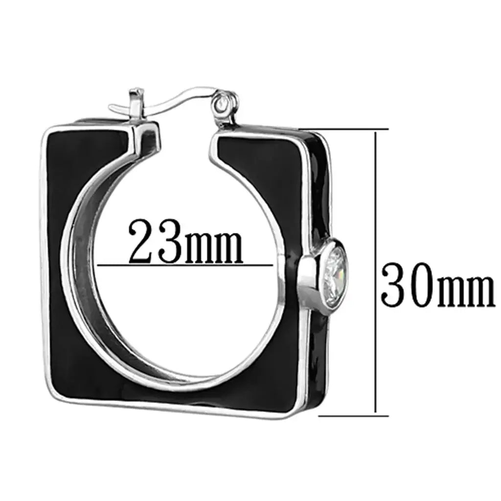 LOS754 - Rhodium 925 Sterling Silver Earrings with AAA Grade CZ in Clear - Alamode - Flyclothing LLC