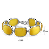 LOS763 - Rhodium 925 Sterling Silver Bracelet with Synthetic Cat Eye in Topaz - Alamode