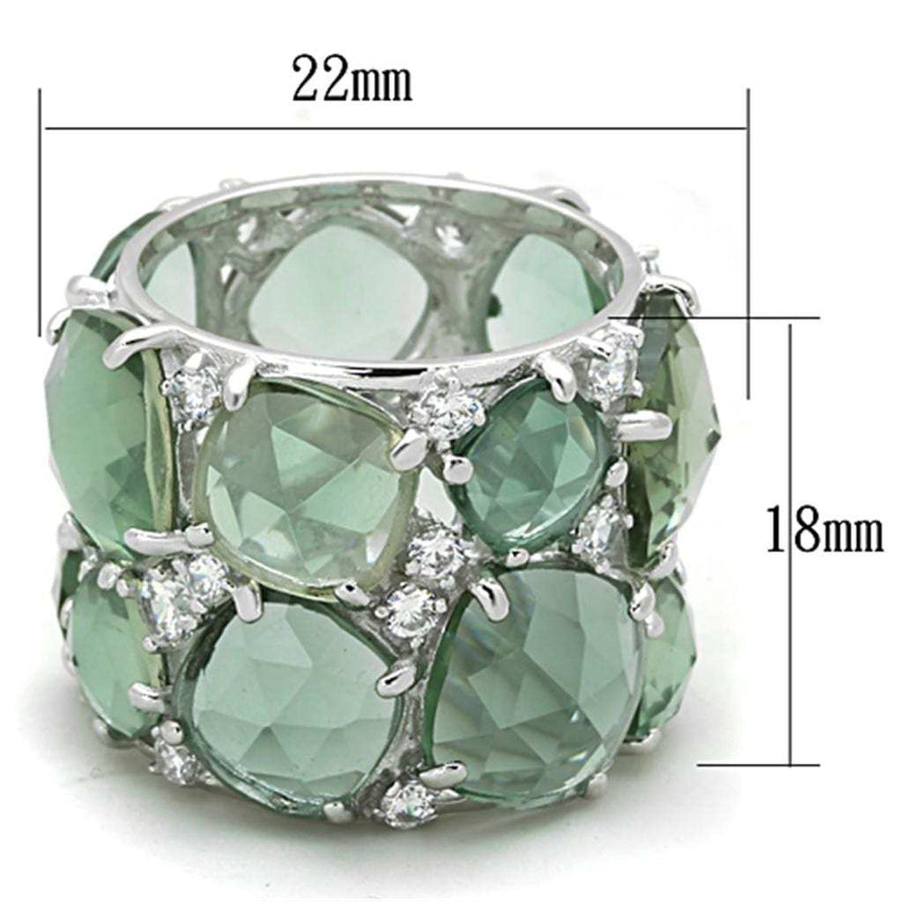 LOS764 - Rhodium 925 Sterling Silver Ring with Synthetic Synthetic Glass in Emerald - Alamode - Flyclothing LLC