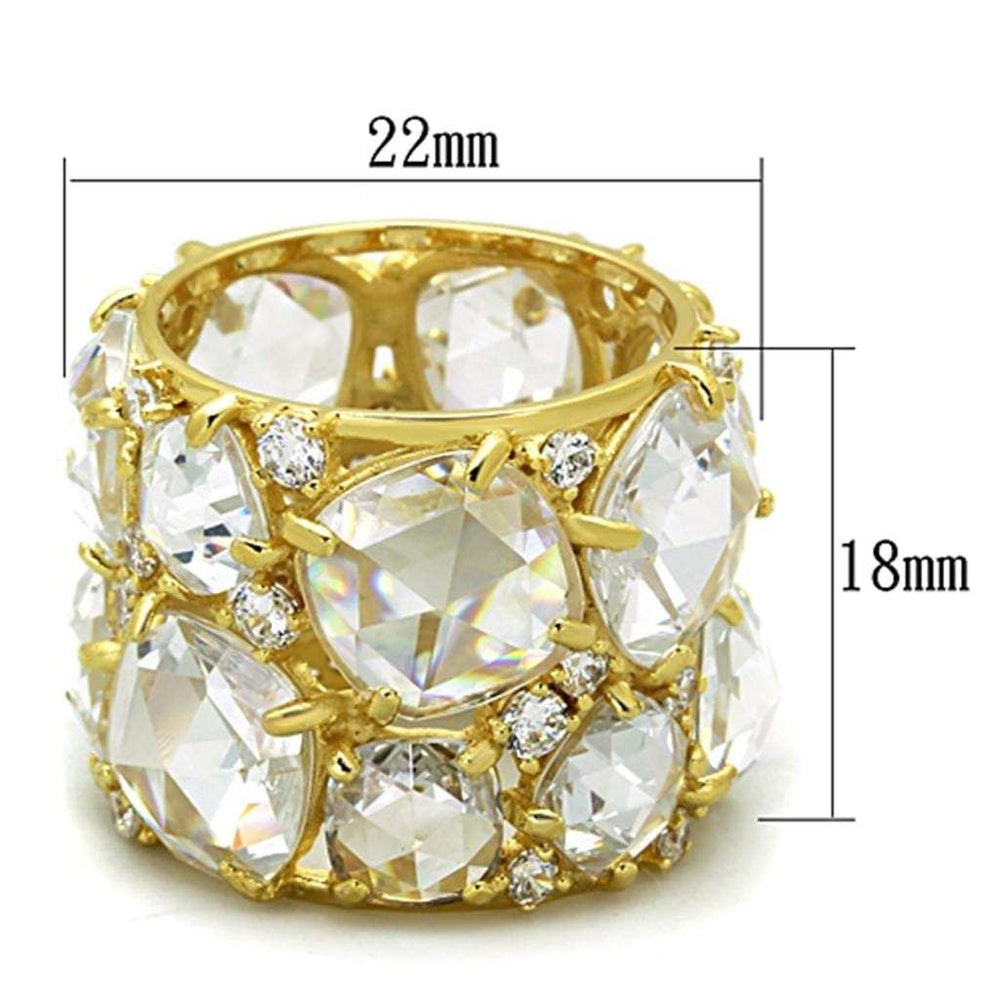 LOS765 - Gold 925 Sterling Silver Ring with AAA Grade CZ in Clear - Alamode - Flyclothing LLC