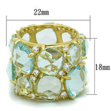 LOS766 - Gold 925 Sterling Silver Ring with Synthetic Synthetic Glass in Sea Blue