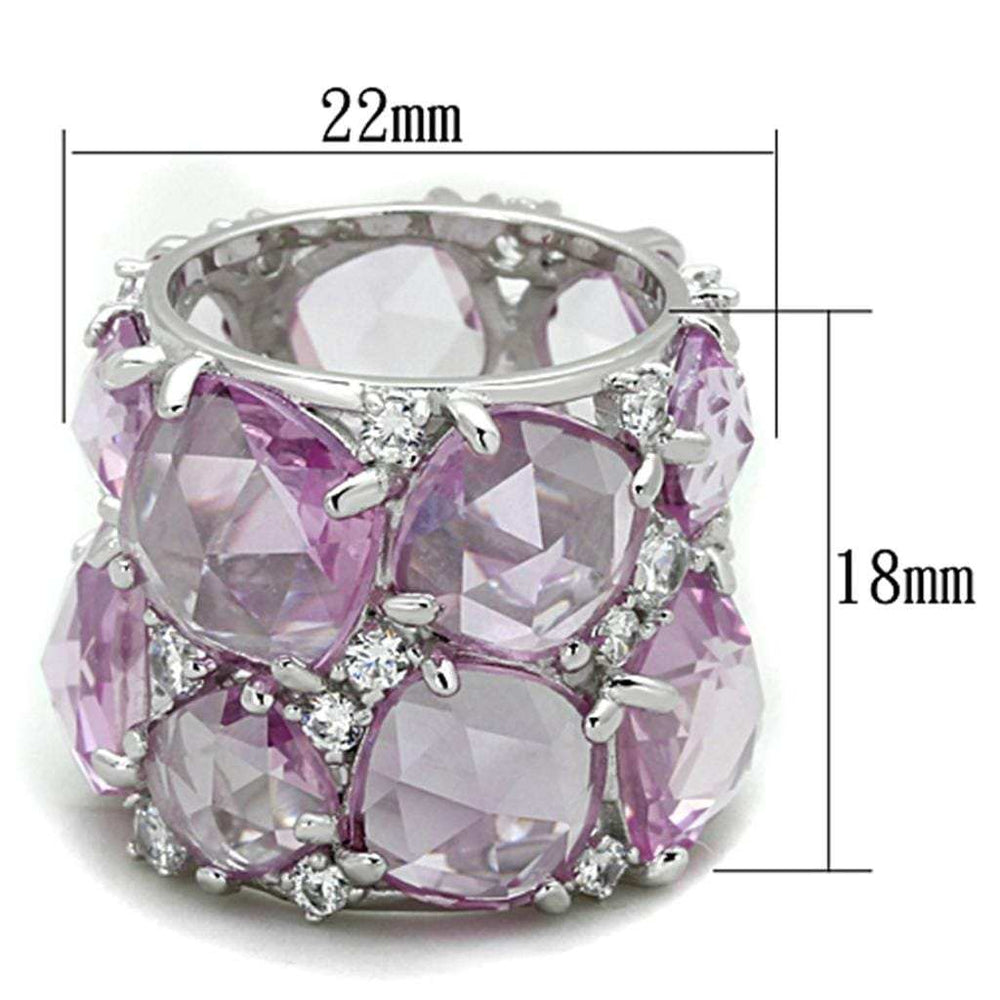 LOS768 - Rhodium 925 Sterling Silver Ring with Synthetic Corundum in Light Rose - Alamode - Flyclothing LLC