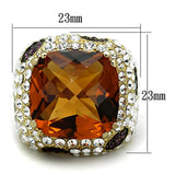 LOS769 - Gold 925 Sterling Silver Ring with Synthetic Synthetic Glass in Champagne - Alamode - Flyclothing LLC