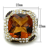 LOS769 - Gold 925 Sterling Silver Ring with Synthetic Synthetic Glass in Champagne - Alamode