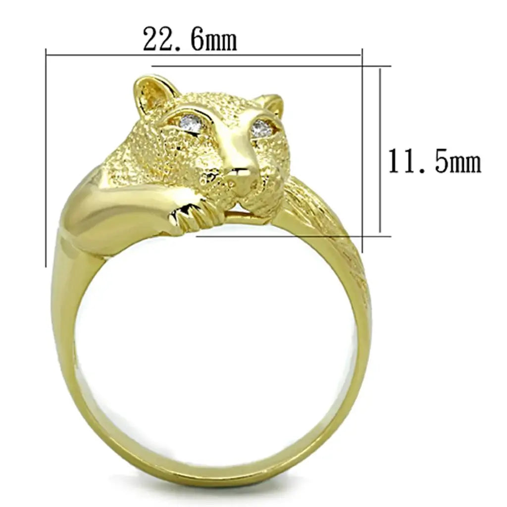 LOS770 - Gold 925 Sterling Silver Ring with AAA Grade CZ in Clear - Alamode - Flyclothing LLC