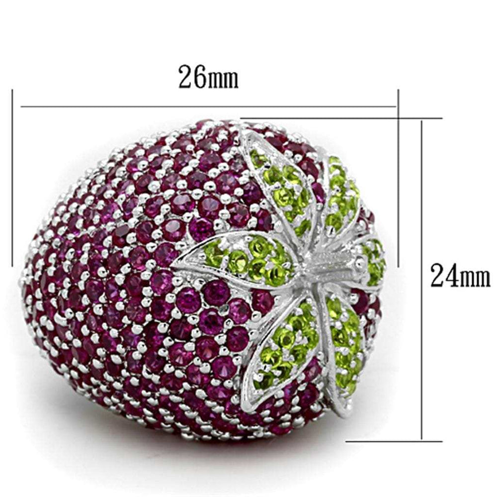 LOS774 - Rhodium 925 Sterling Silver Ring with AAA Grade CZ in Multi Color - Alamode - Flyclothing LLC