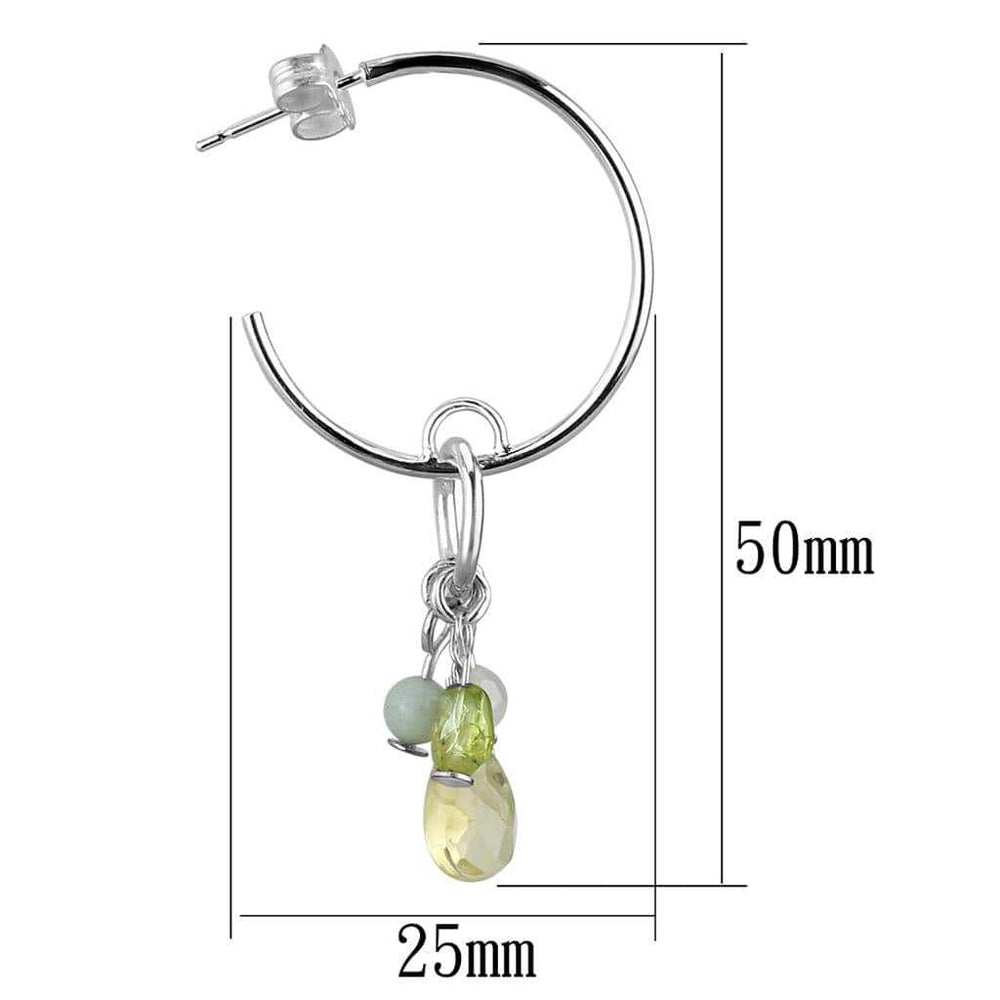 LOS785 - Silver 925 Sterling Silver Earrings with Synthetic Glass Bead in Multi Color - Alamode - Flyclothing LLC