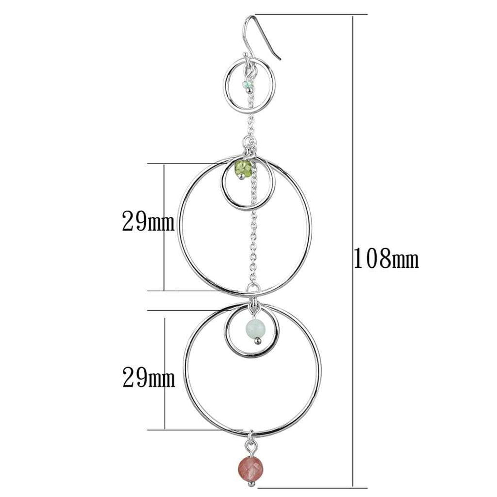 LOS789 - Silver 925 Sterling Silver Earrings with Synthetic Jade in Multi Color - Alamode - Flyclothing LLC