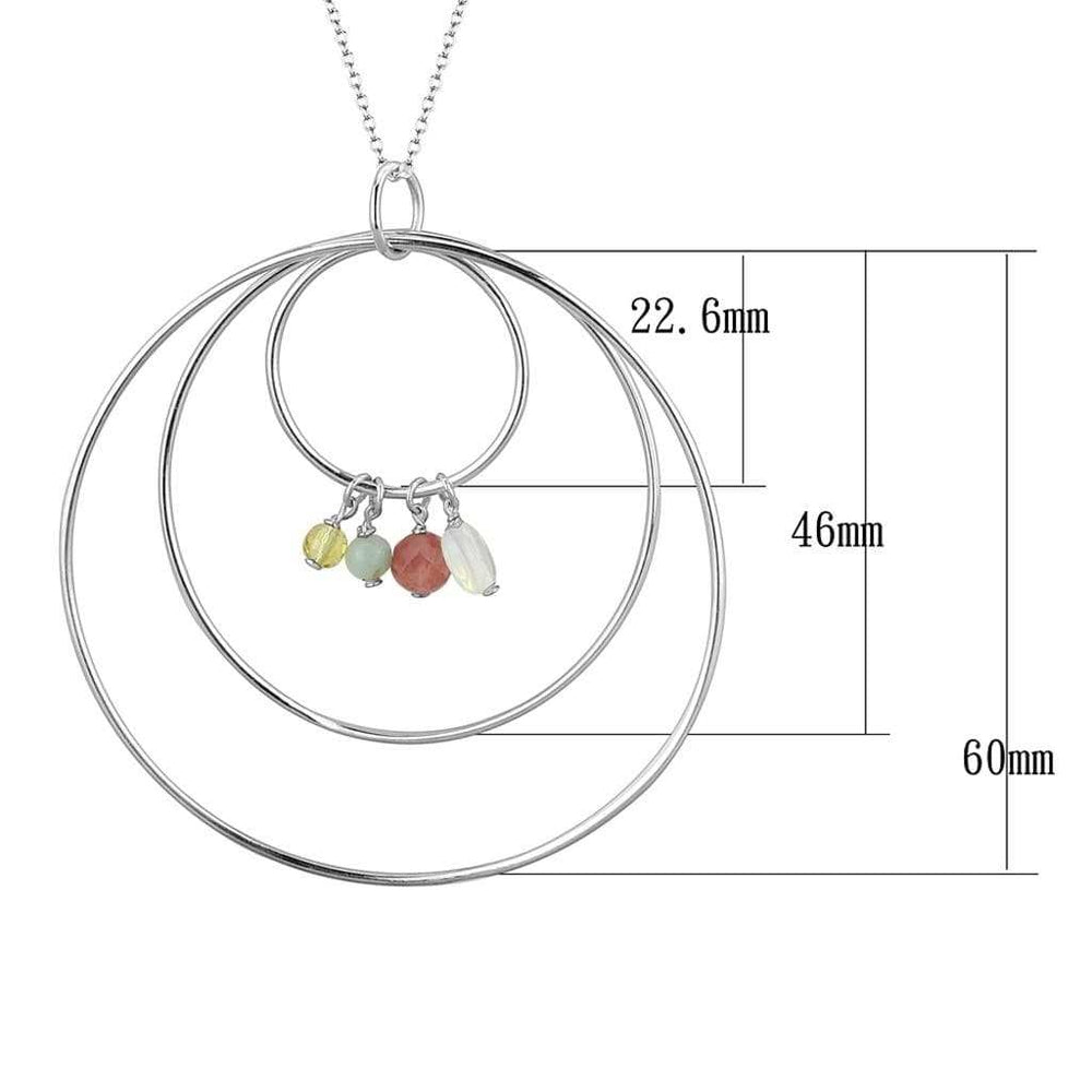 LOS795 - Silver 925 Sterling Silver Necklace with Synthetic Jade in Multi Color - Alamode - Flyclothing LLC