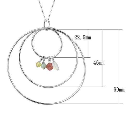 LOS795 - Silver 925 Sterling Silver Necklace with Synthetic Jade in Multi Color - Alamode - Flyclothing LLC
