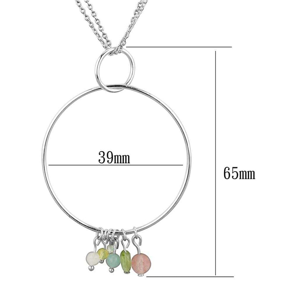 LOS796 - Silver 925 Sterling Silver Necklace with Synthetic Glass Bead in Multi Color - Alamode - Flyclothing LLC
