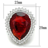 LOS800 - Rhodium 925 Sterling Silver Ring with Synthetic Synthetic Glass in Siam - Alamode - Flyclothing LLC