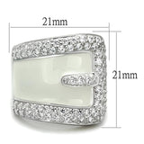 LOS804 - Rhodium 925 Sterling Silver Ring with AAA Grade CZ  in Clear - Alamode