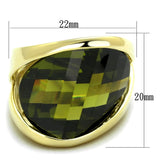 LOS819 - Gold 925 Sterling Silver Ring with AAA Grade CZ  in Olivine color - Alamode