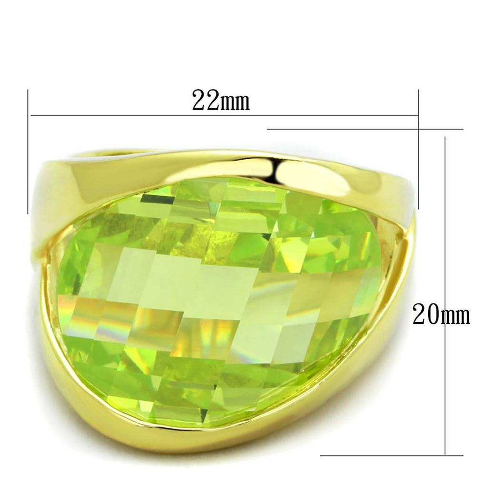 LOS823 - Gold 925 Sterling Silver Ring with Synthetic Synthetic Glass in Apple Green color - Alamode - Flyclothing LLC
