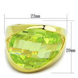 LOS823 - Gold 925 Sterling Silver Ring with Synthetic Synthetic Glass in Apple Green color