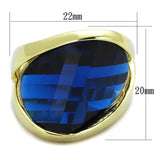 LOS825 - Gold 925 Sterling Silver Ring with Synthetic Synthetic Glass in Montana - Alamode - Flyclothing LLC