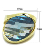 LOS826 - Gold 925 Sterling Silver Ring with Synthetic Synthetic Glass in Sea Blue - Alamode