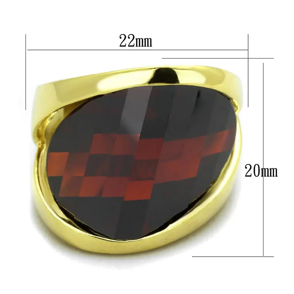 LOS827 - Gold 925 Sterling Silver Ring with AAA Grade CZ in Garnet - Alamode - Flyclothing LLC
