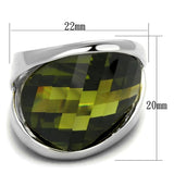 LOS829 - Rhodium 925 Sterling Silver Ring with AAA Grade CZ  in Olivine color - Alamode