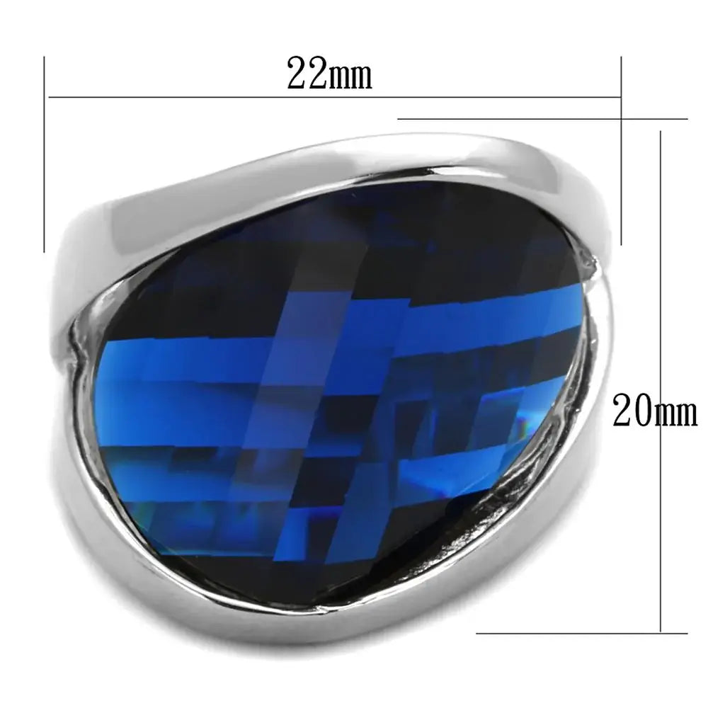 LOS830 - Rhodium 925 Sterling Silver Ring with Synthetic Synthetic Glass in Montana - Alamode - Flyclothing LLC