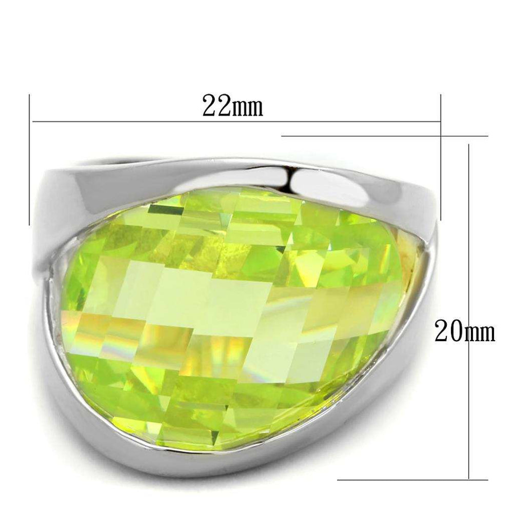 LOS832 - Rhodium 925 Sterling Silver Ring with AAA Grade CZ in Apple Green color - Alamode - Flyclothing LLC