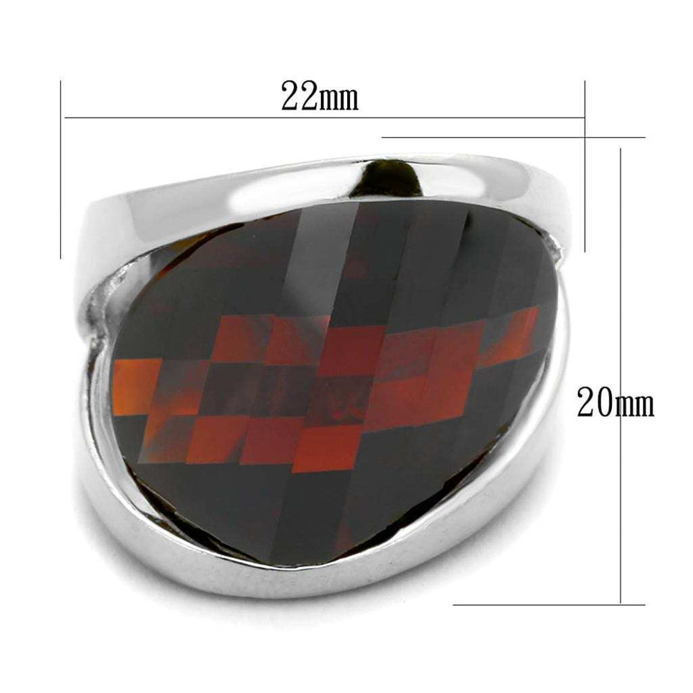 LOS834 - Rhodium 925 Sterling Silver Ring with AAA Grade CZ in Garnet - Alamode - Flyclothing LLC