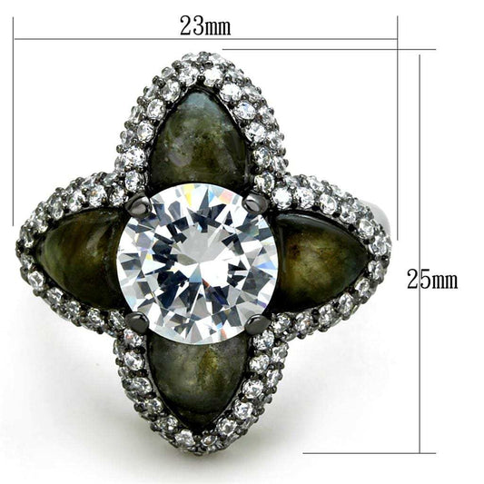 LOS836 - Ruthenium 925 Sterling Silver Ring with AAA Grade CZ in Clear - Alamode - Flyclothing LLC