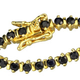 LOS838 - Gold 925 Sterling Silver Bracelet with AAA Grade CZ  in Jet - Alamode