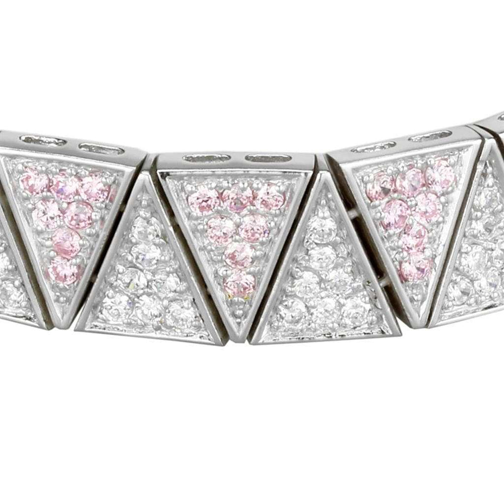 LOS845 - Rhodium 925 Sterling Silver Bracelet with AAA Grade CZ in Rose - Alamode - Flyclothing LLC