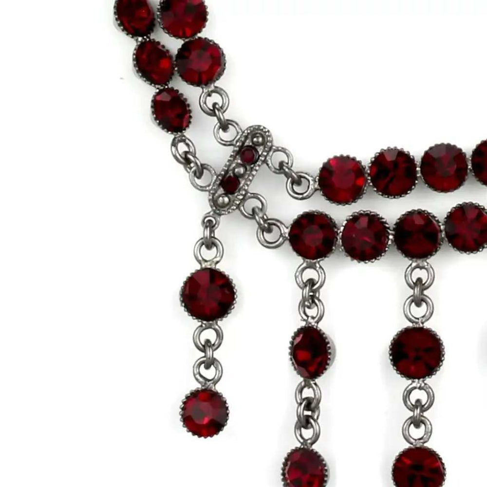 LOS865 - Ruthenium 925 Sterling Silver Necklace with Top Grade Crystal in Siam - Alamode - Flyclothing LLC