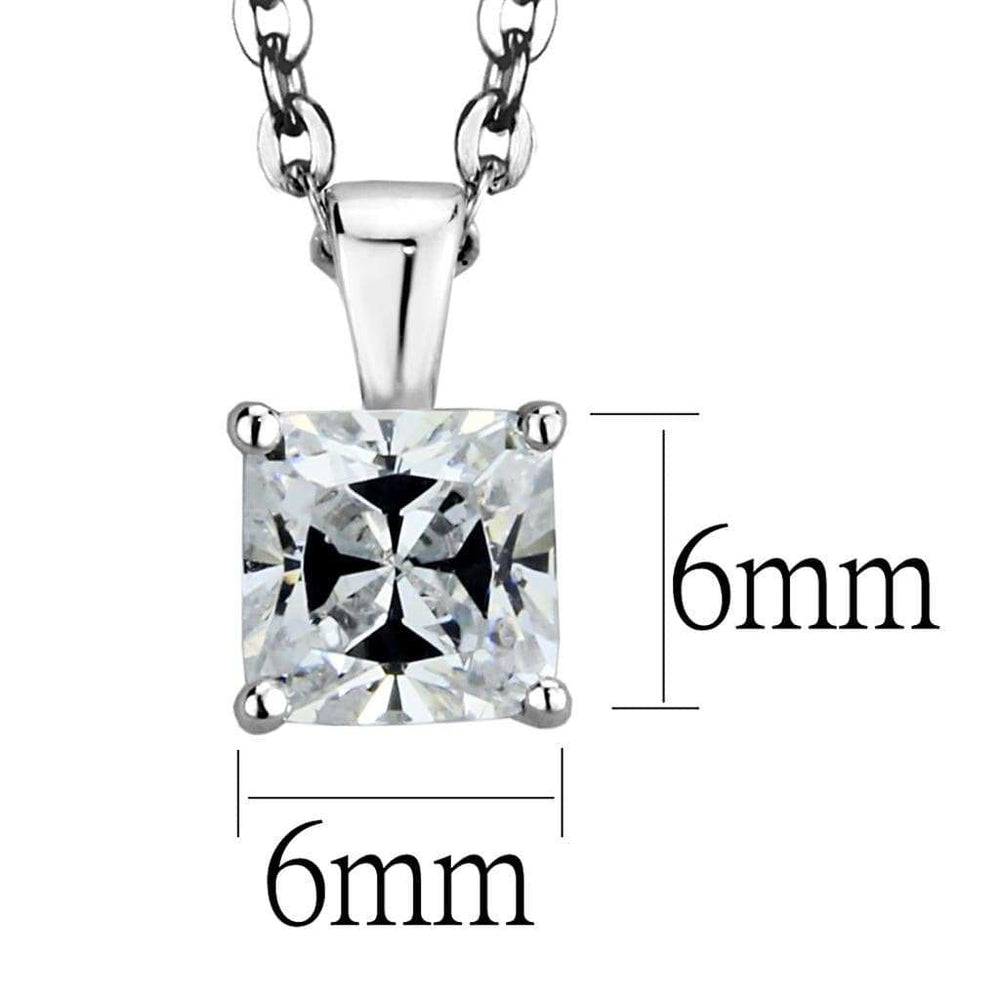 LOS893 - Rhodium 925 Sterling Silver Chain Pendant with AAA Grade CZ in Clear - Alamode - Flyclothing LLC