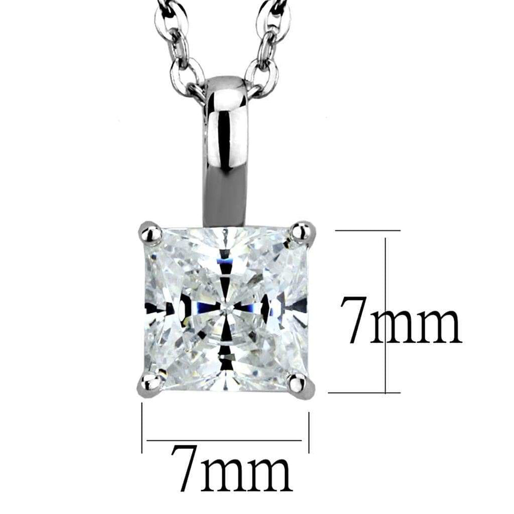 LOS894 - Rhodium 925 Sterling Silver Chain Pendant with AAA Grade CZ in Clear - Alamode - Flyclothing LLC