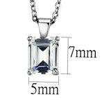 LOS896 - Rhodium 925 Sterling Silver Chain Pendant with AAA Grade CZ  in Clear - Alamode